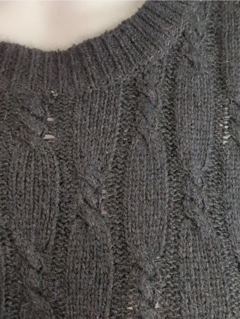 Vintage Mervyns Silk-Angora Blend Crew Neck Cable Knit Sweater
